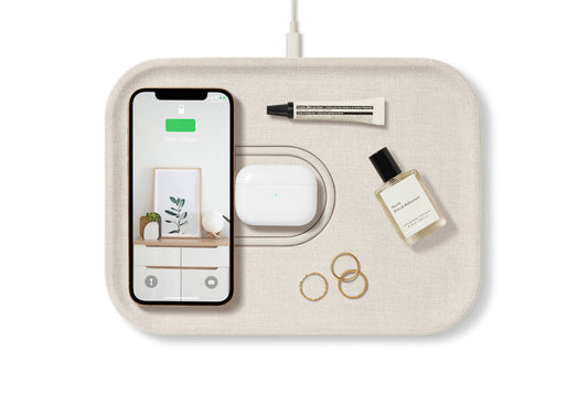 MAG:3 -Essentials Linen Wireless Dual Charge Tray (Magnetic): Natural